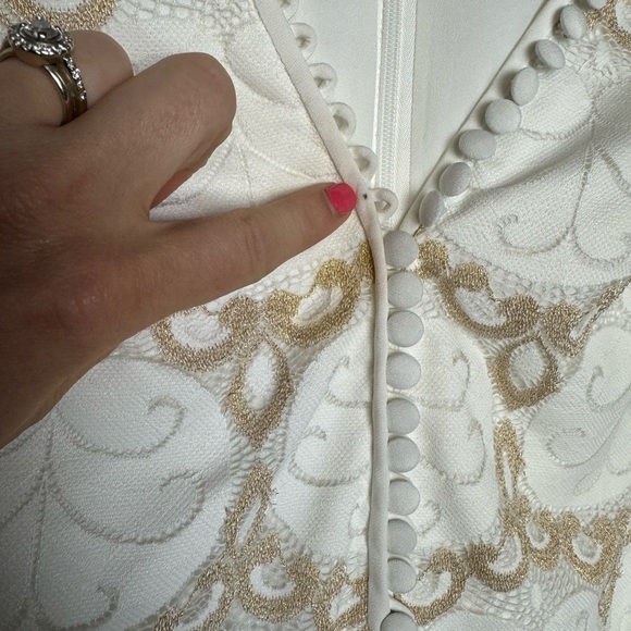 Lilly Pulitzer Nadine Resort White Lilly Pad Lace White Gold Shift Dress Size 0 - Picture 5 of 9
